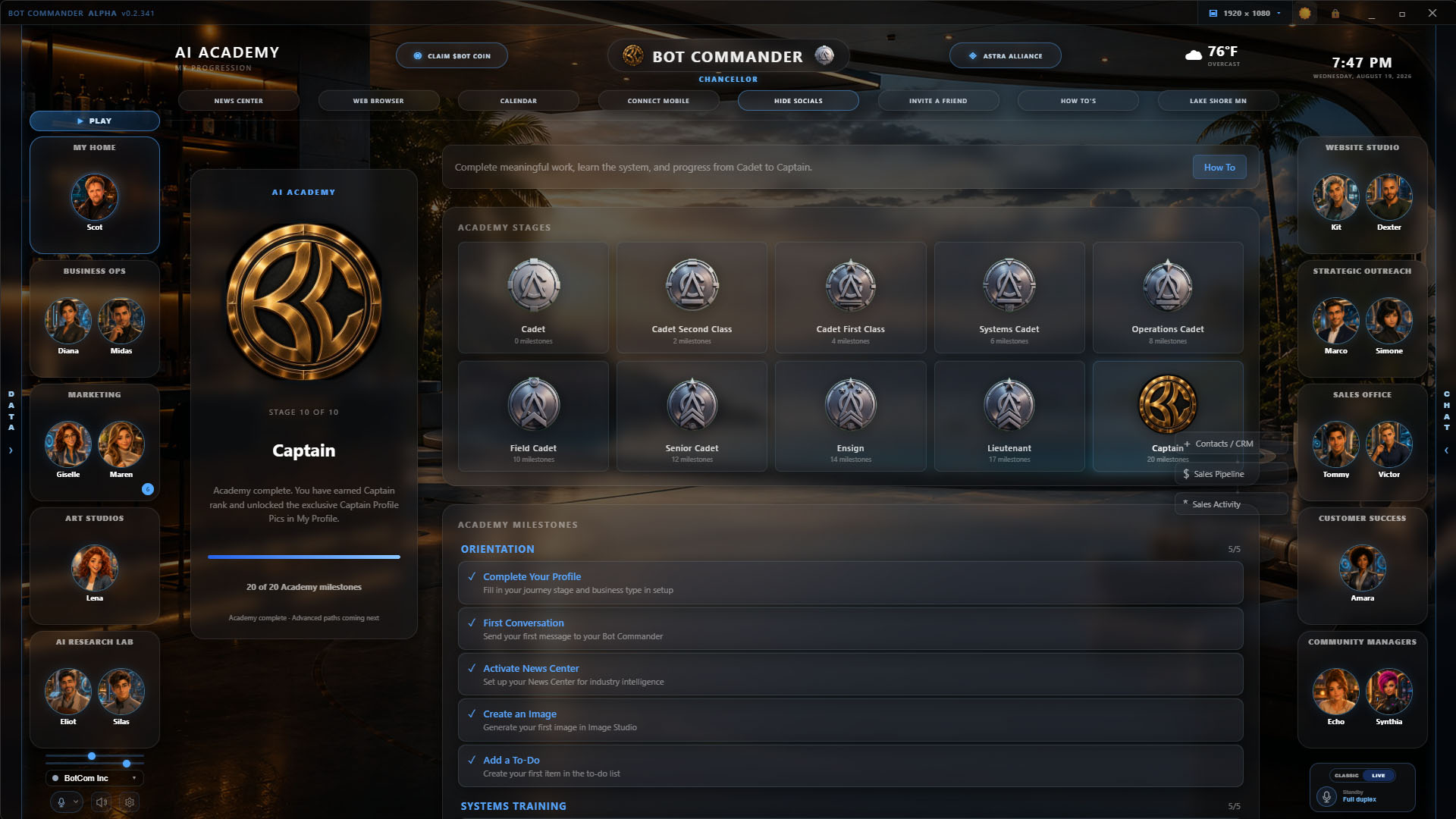 Bot Commander AI Academy progression