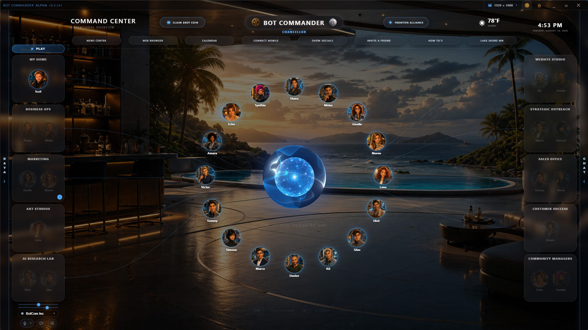 Bot Commander connected AI team and chat workspace